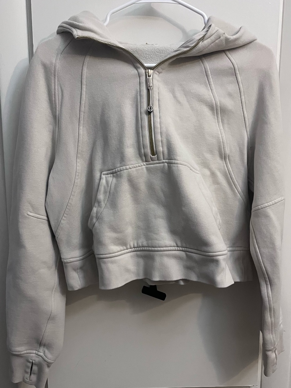Lululemon Cream Gold Zipper Scuba Hoodie Sweatshirt - Women